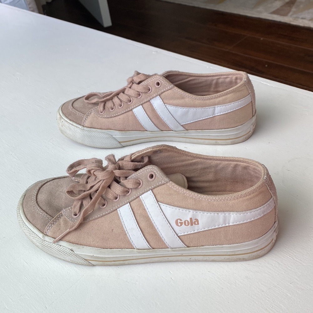 Gola street shoe sneaker women 8 leather textile neutral pink